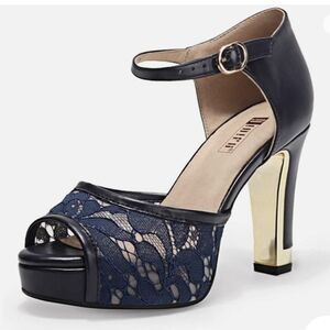 IDIFU Women's Mary Platform Chunky High Heels Sandals Peep Toe